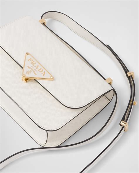 White Prada Emblème Saffiano shoulder bag 